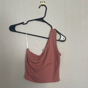 Women’s Pink Ribbed Off-the-Shoulder Cropped Tank